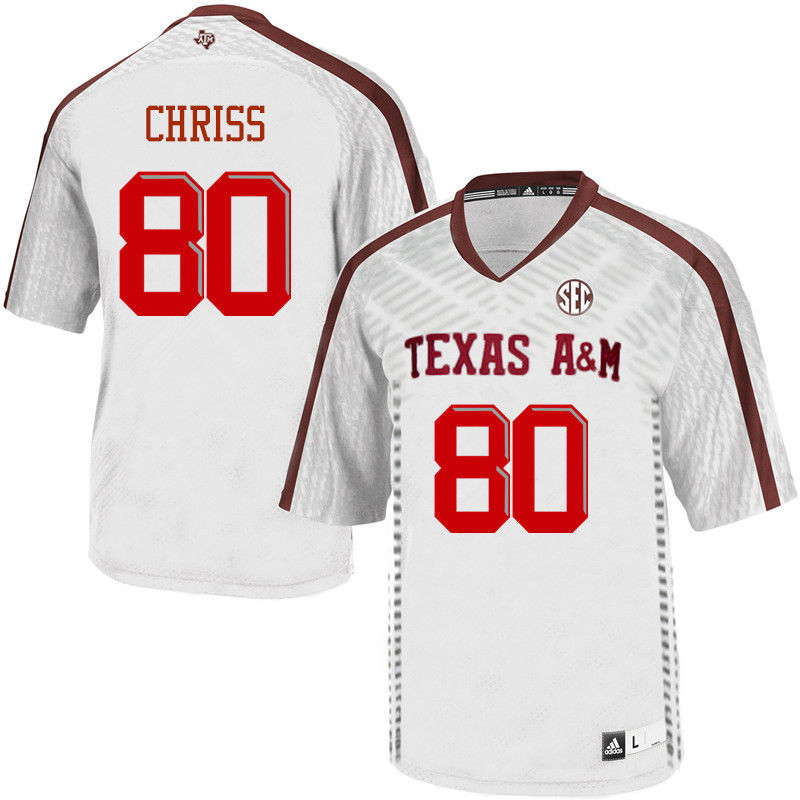 Men #80 Clyde Chriss Texas A&M Aggies College Football Jerseys-White - Click Image to Close